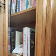 Treasured Books in a bookcase with glass doors